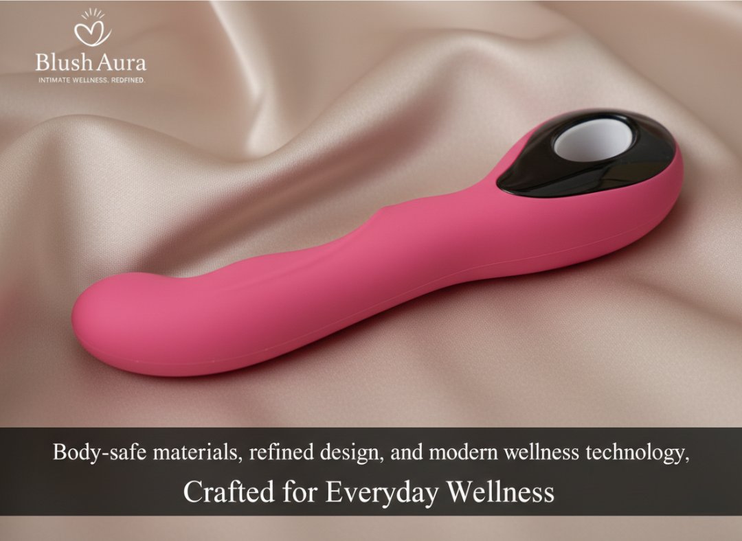 Ergonomic curved design of BlushAura Sensa personal wellness device massager.