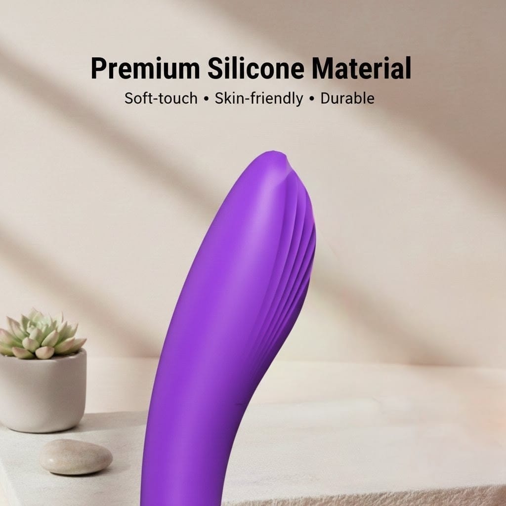 premium purple silicone material for BlushAura everyday personal wellness device, featuring soft-touch, skin-friendly, and durable texture on light background. Ideal for comfortable self-care routines in India