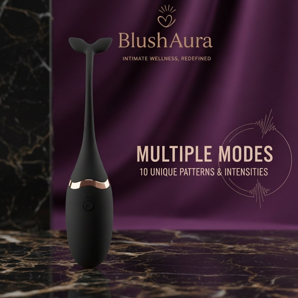 BlushAura Black wellness massager with 10 pattern and Elegant Rose Gold Trim