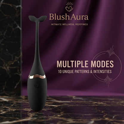 BlushAura Black wellness massager with 10 pattern and Elegant Rose Gold Trim